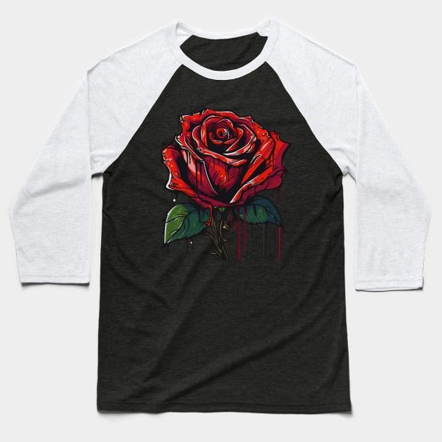 Lonely Rose Baseball T-Shirt by OscarVanHendrix